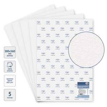 Бумага для акварели, 5л., 380*560мм, Гамма 