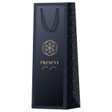 Пакет подарочный 12*36*8,5см MESHU "Wine time", матовая ламинация, фольга, под бутылку