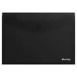 Папка-конверт на кнопке Berlingo "Soft Touch", А4, 200мкм, софт-тач, черная