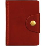 Визитница карманная OfficeSpace на кнопке, 10*7см, 18 карманов, натуральная кожа, красный