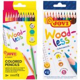 Карандаши цветные пластиковые JOVI "Wood-less", 12цв., трехгран., заточен., картон, европодвес