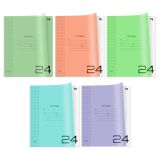 Набор тетрадей 24л., клетка BG "Однотонный. Микс", пластиковая обложка, 10шт.