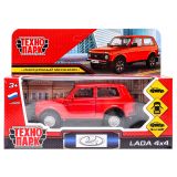 Машина игрушечная Технопарк "Lada 4x4", LADA, металл., 12см, красный, инерционная, с подвижными элементами