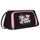 Пенал мягкий Först "Just Positive" , 1 отделение, 1 карман, 210*115*85 , полиэстер, откидная планка, черный