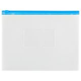 Папка-конверт на zip-молнии СТАММ А5, полипропилен, 150мкм, прозрачная, карман, молния синяя