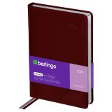 Ежедневник датированный 2026г., А5, 184л., кожзам, Berlingo "Silver Pristine", сер. срез, коричневый