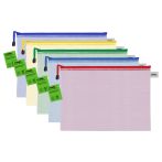 Папка-конверт на молнии СТАММ А4, ПВХ, 250мкм, сетка, прозрачная, молния сверху, ассорти