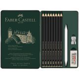 Набор карандашей ч/г матовых Faber-Castell "Pitt Graphite Matt" HB, 2B, 4B, 6B, 8B, 10B, 12B, 14B, заточ, ластик, метал.точилка, растушевка, метал.кор.