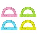 Транспортир 12см, 180° СТАММ, пластиковый, прозрачный, неоновые цвета, ассорти