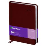 Ежедневник датированный 2026г., А4-(В5), 184л., кожзам, Berlingo "Silver Pristine", сер. срез, коричневый