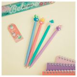 Ручка шариковая автоматическая MESHU "Lovely Cactus" синяя, 0,7мм, корпус ассорти, с топпером