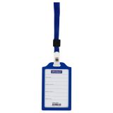 Бейдж вертикальный OfficeSpace, 63*110мм (размер вставки 55*85мм), жесткий каркас, синий, без держателя