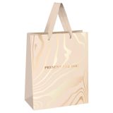 Пакет подарочный 26*32*12см MESHU "Beige", фольга, выборочный лак,  матовая ламинация