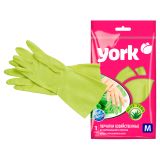Перчатки резиновые York с экстрактом Алоэ, с хлопковым напылением, разм. M