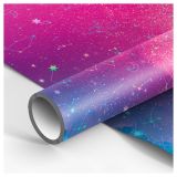 Упаковочная бумага глянц. 70*100см, MESHU "Космос", 90г/м2, отд. фольгой