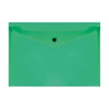 Папка-конверт на кнопке СТАММ А4, 150мкм, пластик, прозрачная, зеленая
