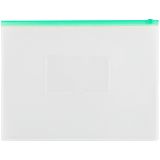 Папка-конверт на zip-молнии СТАММ А4, полипропилен, 150мкм, прозрачная, карман, молния зеленая