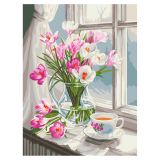 Картина по номерам на картоне ТРИ СОВЫ "Первые подснежники", 30*40, с акриловыми красками и кистями