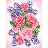 Картина по номерам на холсте ТРИ СОВЫ "Розы и сирень", 40*50, с акриловыми красками и кистями