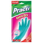 Перчатки резиновые хозяйственные Paclan "Practi Extra Dry", разм. M, х/б напыление, 100% флок, голубые, пакет с европодвесом