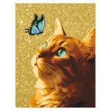 Картина по номерам на холсте с глиттером ТРИ СОВЫ "Кот и бабочка", 30*40, с акриловыми красками и кистями