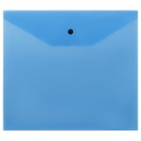 Папка-конверт на кнопке СТАММ А5+, 120мкм, пластик, прозрачная, синяя