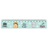 Линейка 15см СТАММ "Коты", пластиковая, с волнистым краем, европодвес