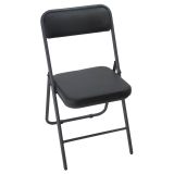 Стул Фабрикант "Гольф" складной PV, 1, BL, каркас металл черный, экокожа черный, BOX4