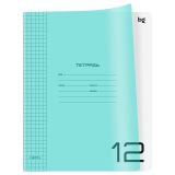Тетрадь 12л., клетка BG "Однотонный. Неон", пластиковая обложка, неон голубой