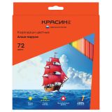 Карандаши цветные Красин "Алые паруса", 72цв., трехгран., заточен., картон, европодвес