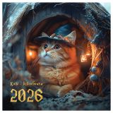 Календарь настенный перекидной на скрепке, 230*230 мм 12л. BG "Коты-волшебники", 2026г.