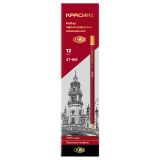 Набор карандашей ч/г Красин "1926" 12шт., 2Т(Н)-8М(B),  КЕДР,  заточен., карт.пенал, европодвес
