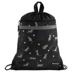 Мешок для обуви 1 отделение Berlingo "MEOW Galaxy", 360*460мм, вентиляционная сеточка , светоотражающая лента, карман на молнии