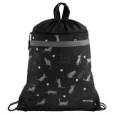 Мешок для обуви 1 отделение Berlingo "MEOW Galaxy", 360*460мм, вентиляционная сеточка , светоотражающая лента, карман на молнии