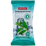 Салфетки влажные OfficeClean, 15шт., универсальные очищающие, экстракт зеленого чая