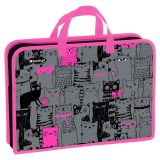 Папка с ручками 1 отделение, А4 Berlingo "Happy Cats", 340*245*75мм, пластик, на молнии