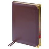 Ежедневник датированный 2026г., А4-(В5), 184л., Delucci, Гладкая кожа, зол. срез, коричневый