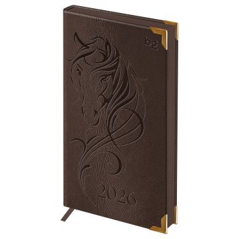 Еженедельник датированный 2026г., 90*165, 64л., твердый переплет, кожзам, BG 