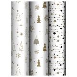 Упаковочная бумага глянц. 70*100см, MESHU "Gold NY pattern", 80г/м2, ассорти 3 дизайна