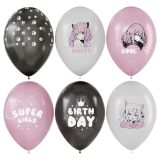 Воздушные шары, 12шт., М12/30см, MESHU "Anime party", пастель, ассорти