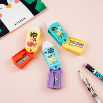 Точилка пластиковая с ластиком MESHU 