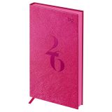 Еженедельник датированный 2026г., 90*165, 64л., мягкий переплет, кожзам, BG "Shine. Magenta", фуксия, цветной срез