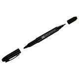 Маркер перманентный OfficeSpace двусторонний, черный, круглый наконечник, 2/4мм