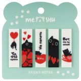 Флажки-закладки MESHU "Cute kitten" пластиковые с дизайном, 45*12мм, 20л*5 цветов, пакет с евро подвесом