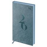 Еженедельник датированный 2026г., 90*165, 64л., мягкий переплет, кожзам, BG "Shine. Cobalt", серо-голубой, цветной срез