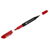 Маркер перманентный OfficeSpace двусторонний, красный, круглый наконечник, 2/4мм