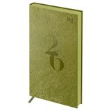 Еженедельник датированный 2026г., 90*165, 64л., мягкий переплет, кожзам, BG "Shine. Olive", оливковый, цветной срез