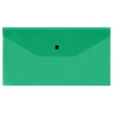 Папка-конверт на кнопке СТАММ С6, 150мкм, пластик, прозрачная, зеленая