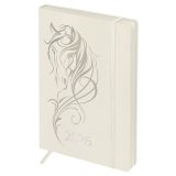 Ежедневник датированный 2026г., А5, 176л., твердый переплет, кожзам, BG "Horse. Pearl", цветной срез, с резинкой, карман