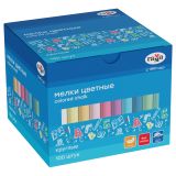 Мелки школьные Гамма, цветные, 100шт., мягкие, круглые, картонная коробка